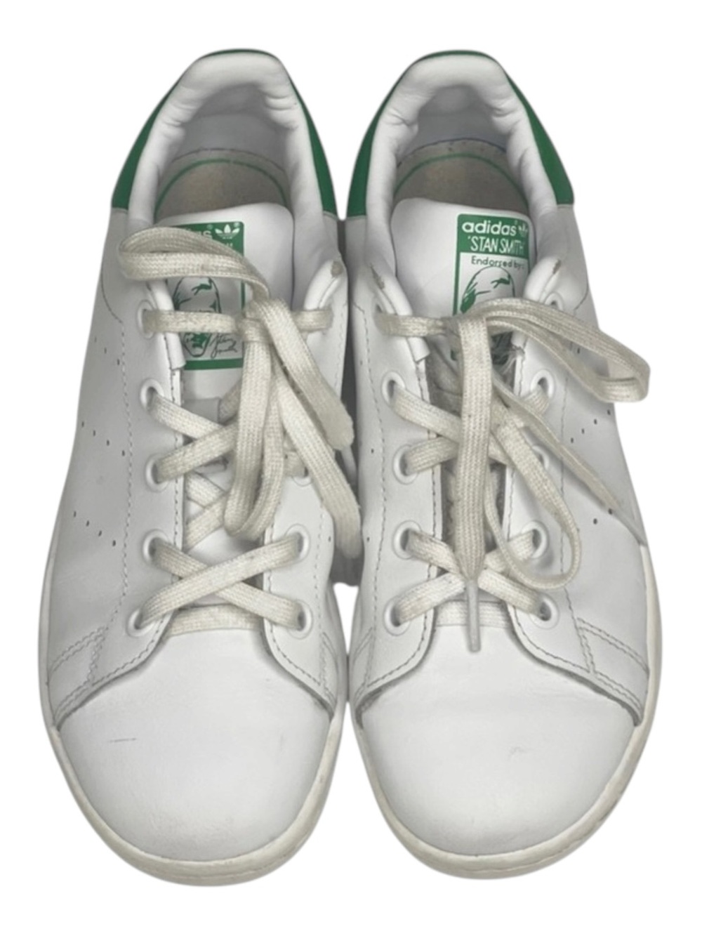 Adidas ★ Stan Smith Vegan Tennis Shoes Sneakers ★ Cloud White Green ★ Girl’s 2M - Picture 9 of 16